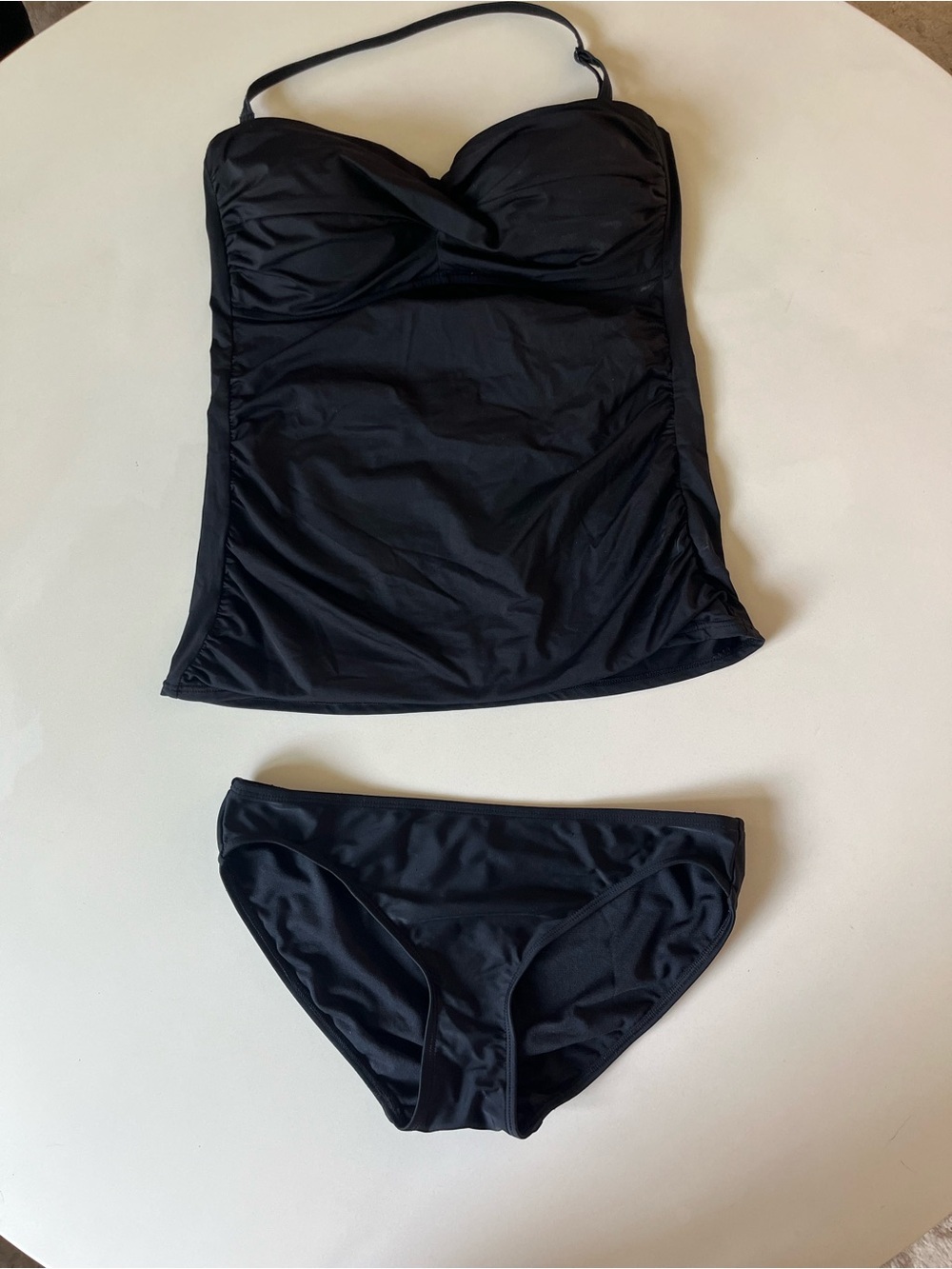 Anne Cole Black Tankini Top with Bikini Bottom Set Swimsuit, Size Large
